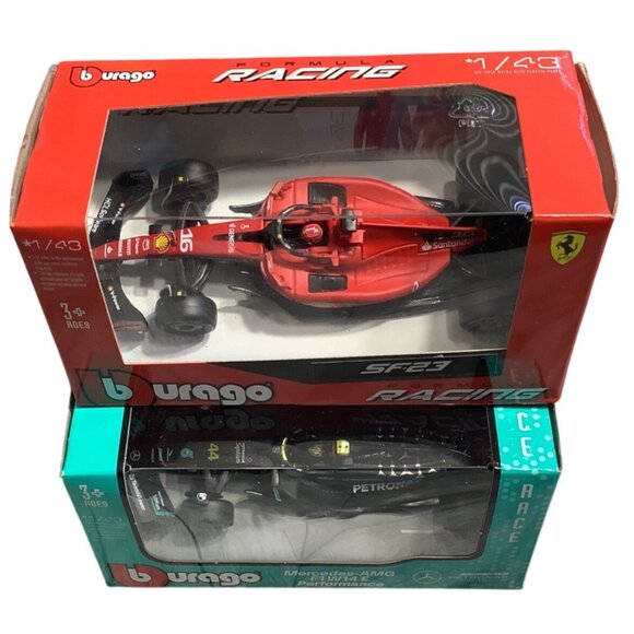 2 Burago Formula Racing SF23 Ferrari Mercedes AMG F1W14 E Performance - Picture 4 of 8